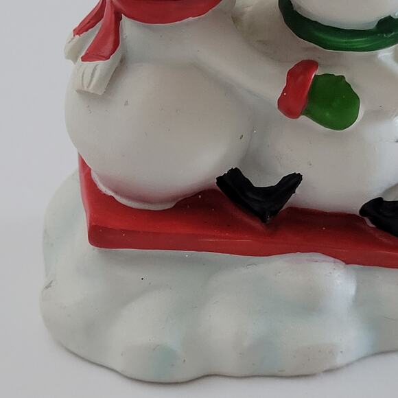 Festive Snowman Figurine on Sled with Gift Decoration 3.5x3 inches - Picture 9 of 13